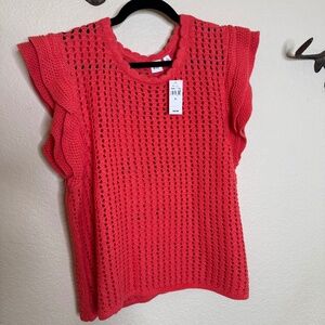 NWT Gap short sleeve crochet sweater XL